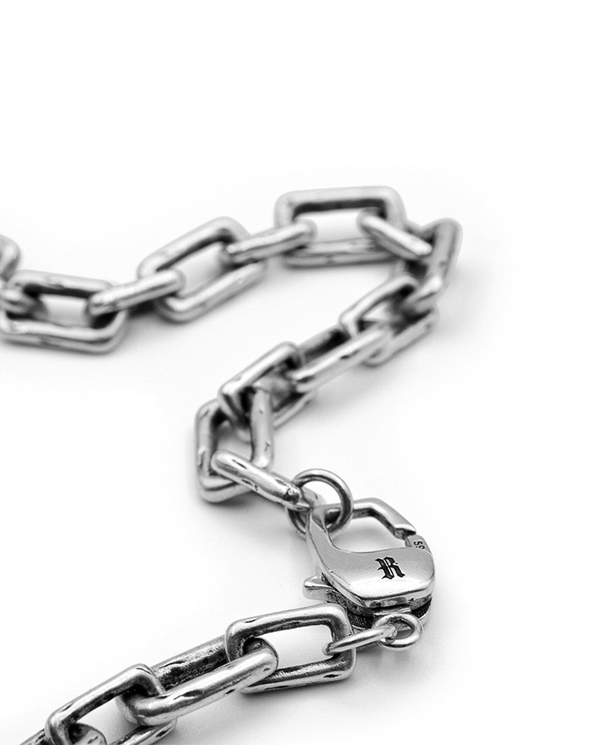Premium sterling silver Curtis Necklace featuring oversized paperclip chain links.