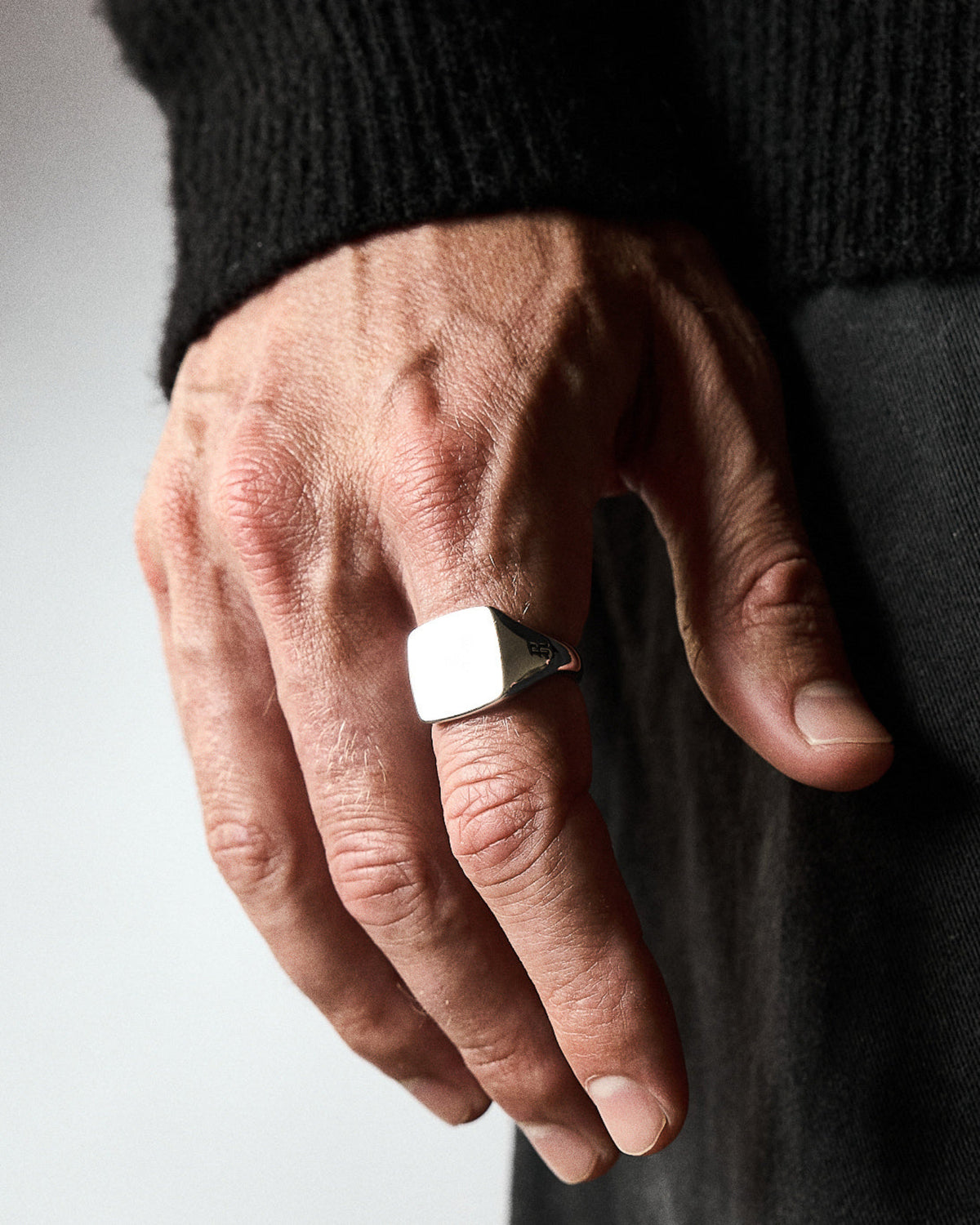 Frankie Ring handcrafted from solid 925 sterling silver with a polished square signet face.