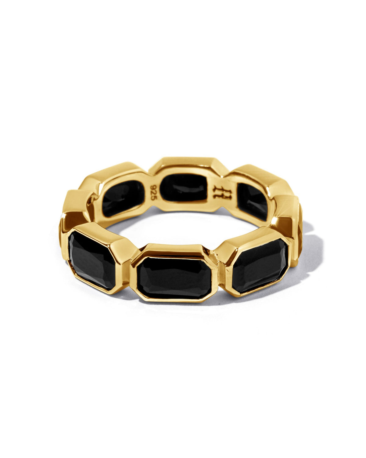 Haven Onyx Gold Ring handcrafted from solid 925 sterling silver with a premium 3.5 micron 18K gold vermeil finish.