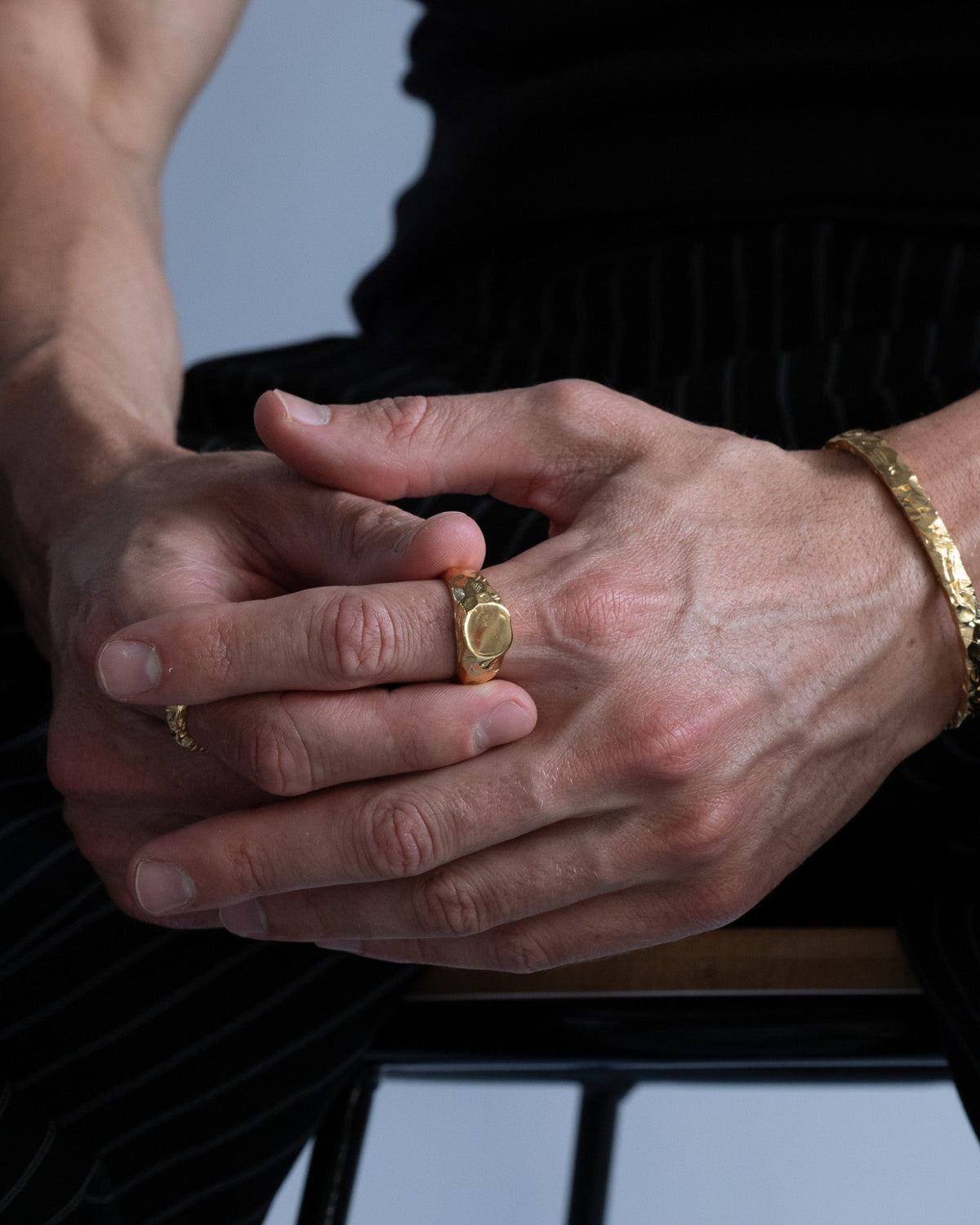 Jasper 1.0 Gold Ring worn on hand with a premium 18K gold vermeil finish.