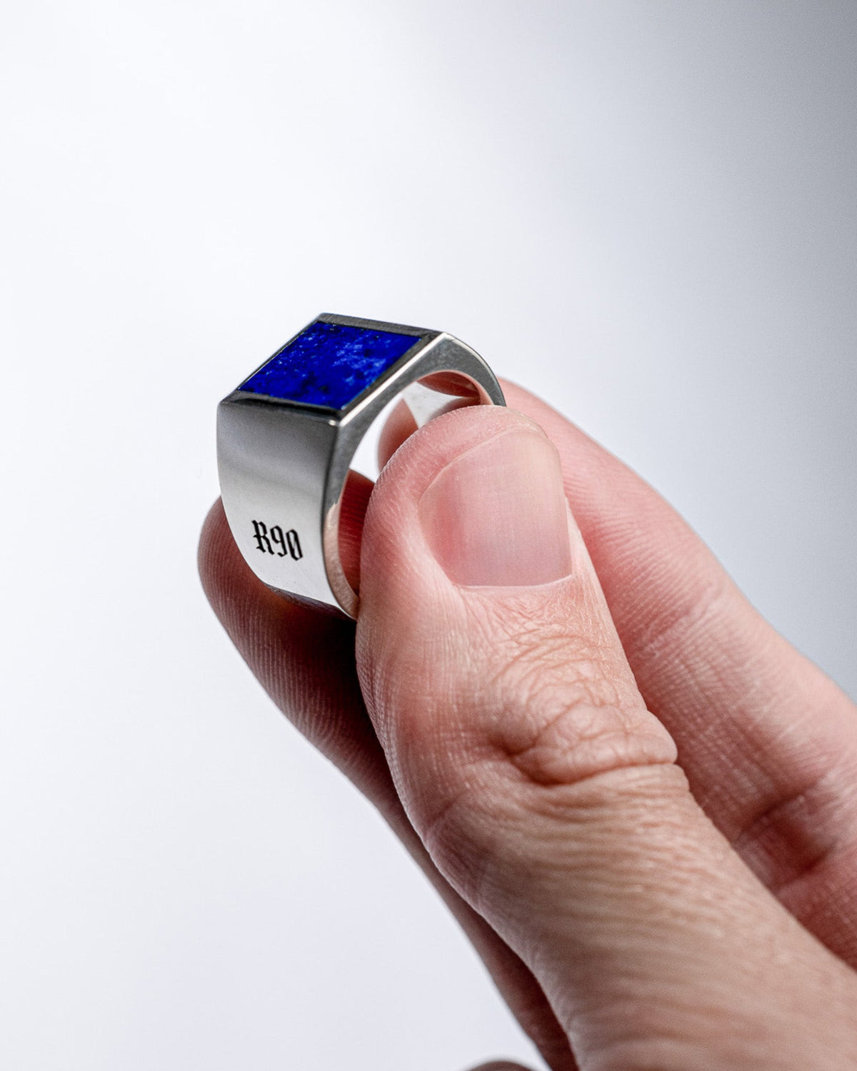 Close-up of the Lapis Ring handcrafted from solid 925 sterling silver featuring genuine lapis lazuli.