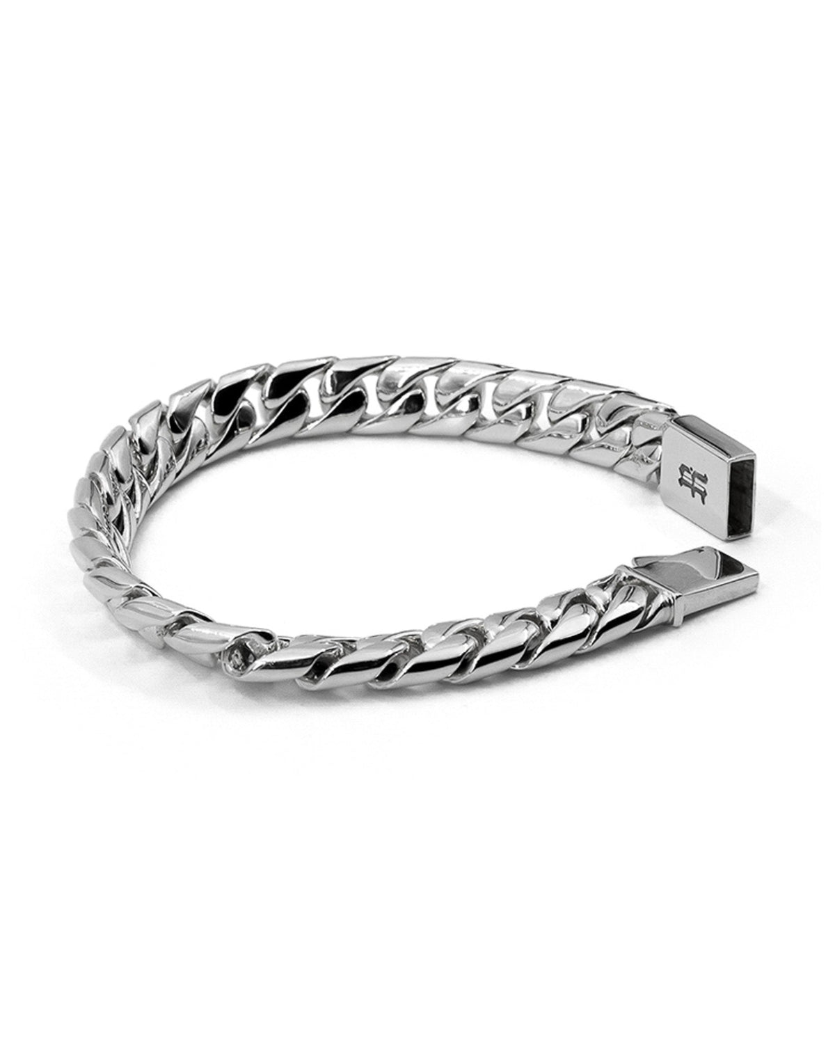 Medium Cuban Bracelet handcrafted from solid 925 sterling silver with polished Cuban links.