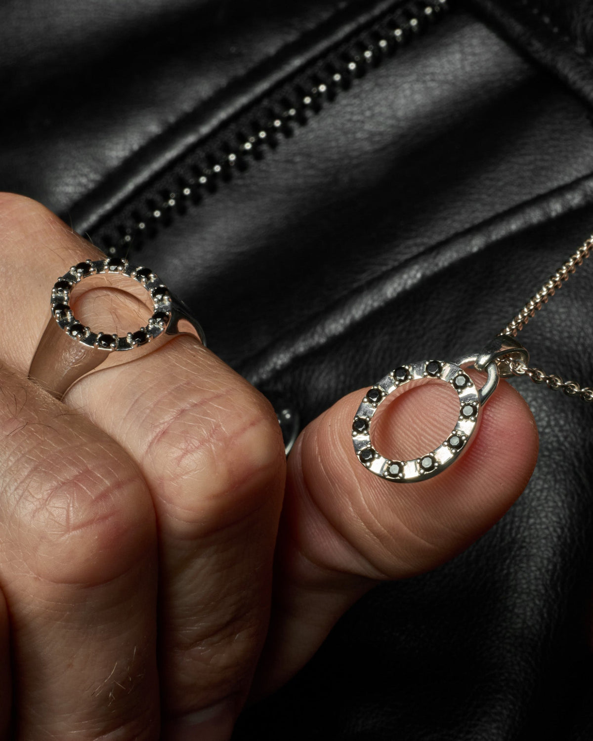 Model wearing the Octavia Pendant handcrafted from solid 925 sterling silver on a sterling silver necklace.