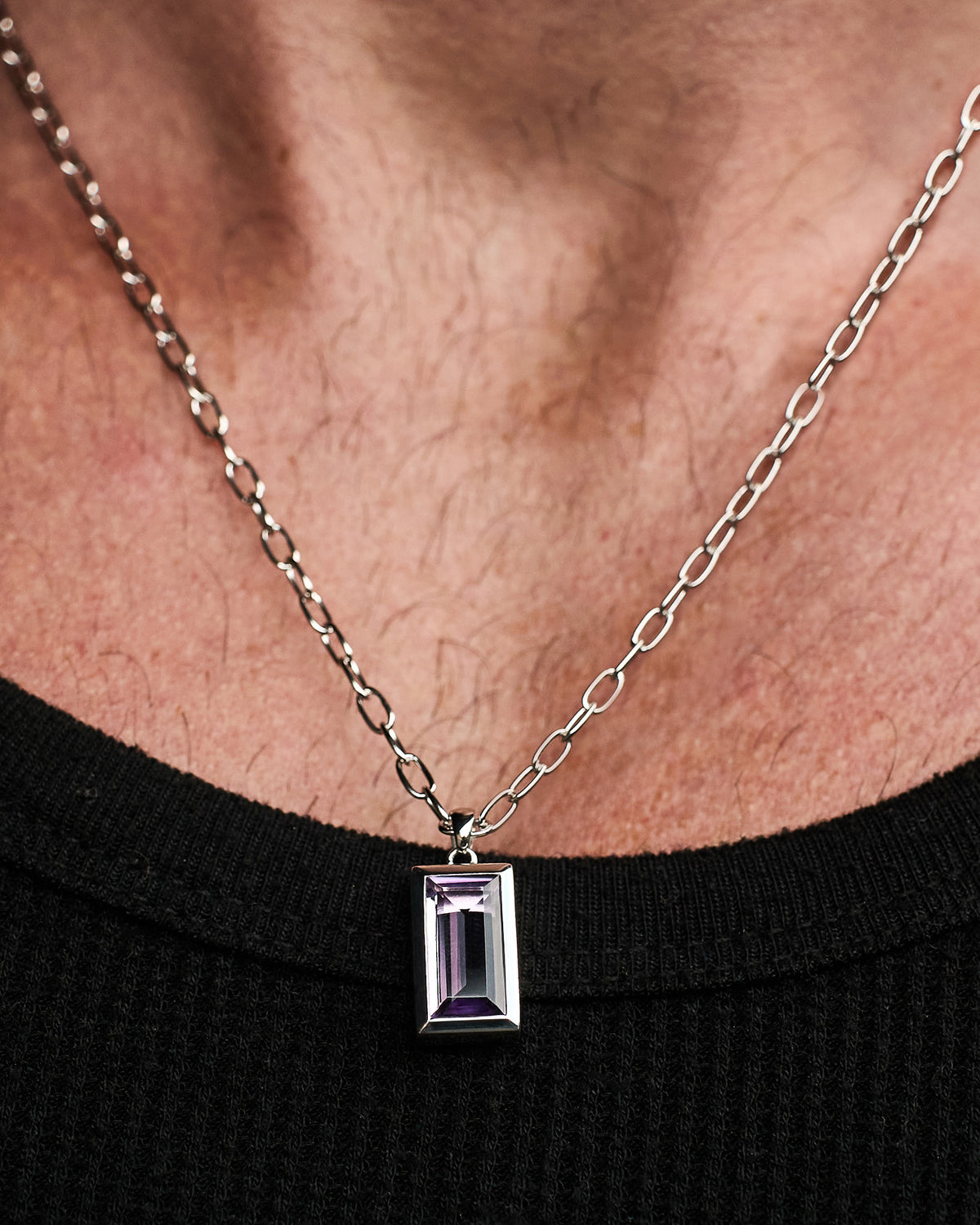 Premium sterling silver Sona Amethyst Pendant featuring an amethyst-coloured stone.