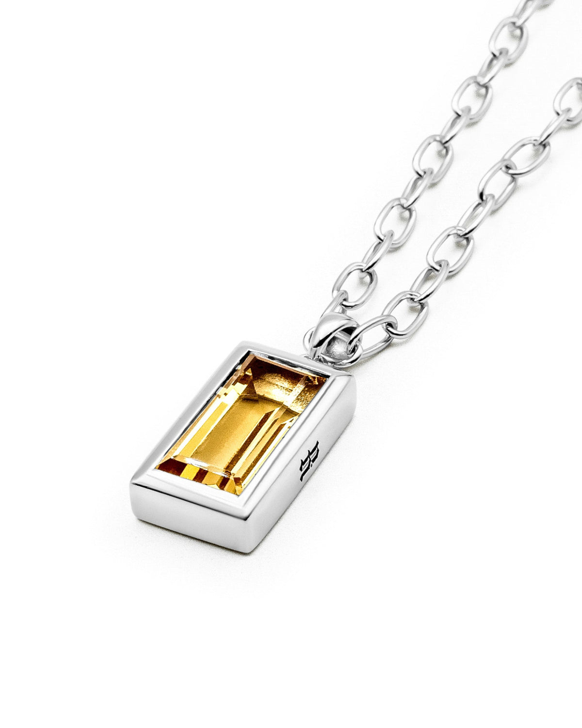 Sona Citrine Pendant handcrafted from solid 925 sterling silver featuring a citrine-coloured stone.