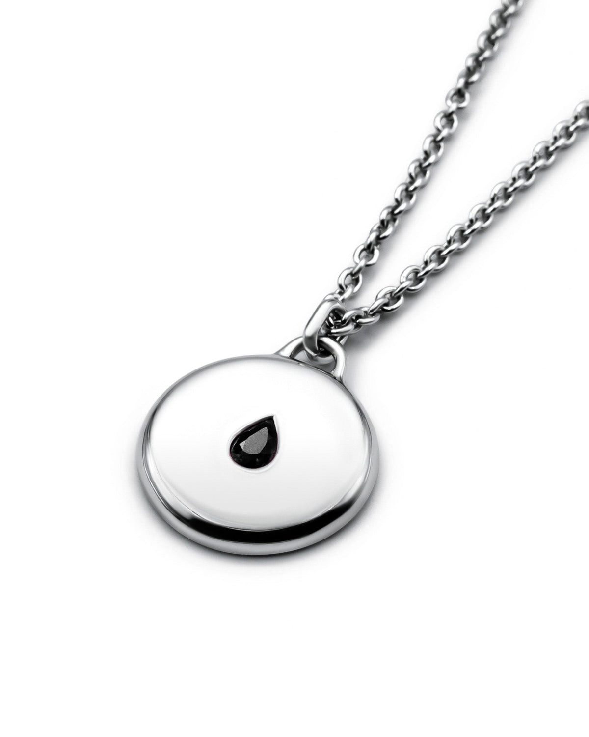 Teardrop Pendant handcrafted from solid 925 sterling silver featuring a black teardrop stone.