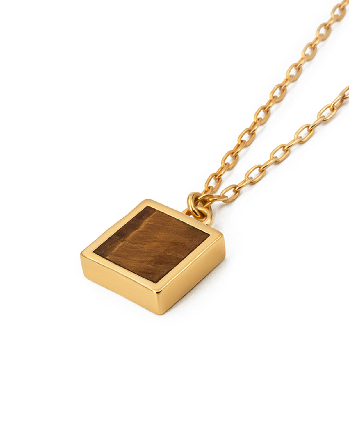 Tiger's Eye Pendant handcrafted from solid 925 sterling silver with a premium 3.5 micron 18K gold vermeil finish featuring genuine tiger's eye.