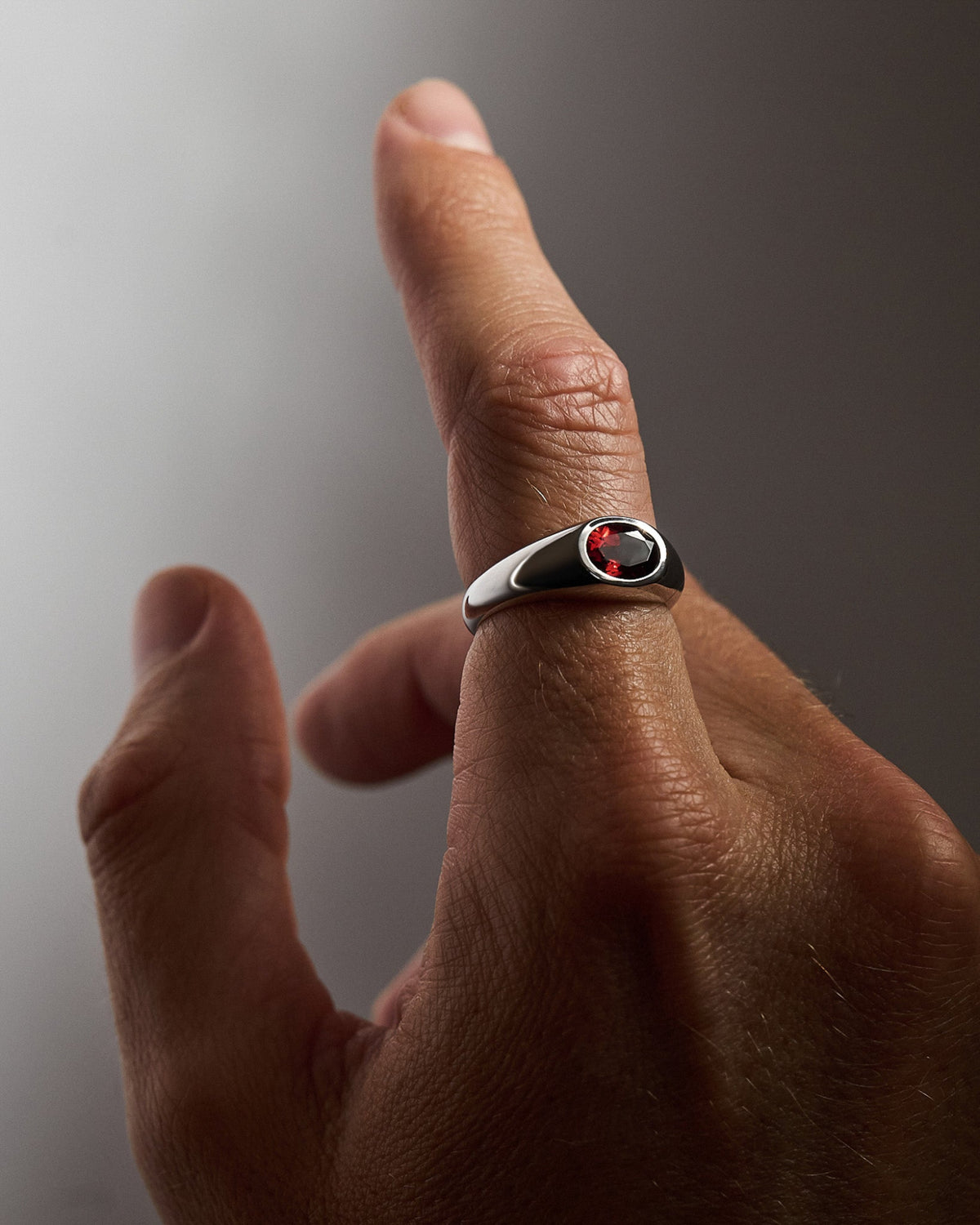 Yuki Red Garnet Ring handcrafted from solid 925 sterling silver featuring genuine red garnet.