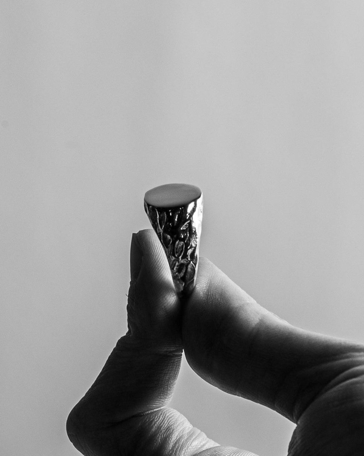 Close-up of the Jasper 2.0 Ring handcrafted from solid 925 sterling silver with an organic textured finish.