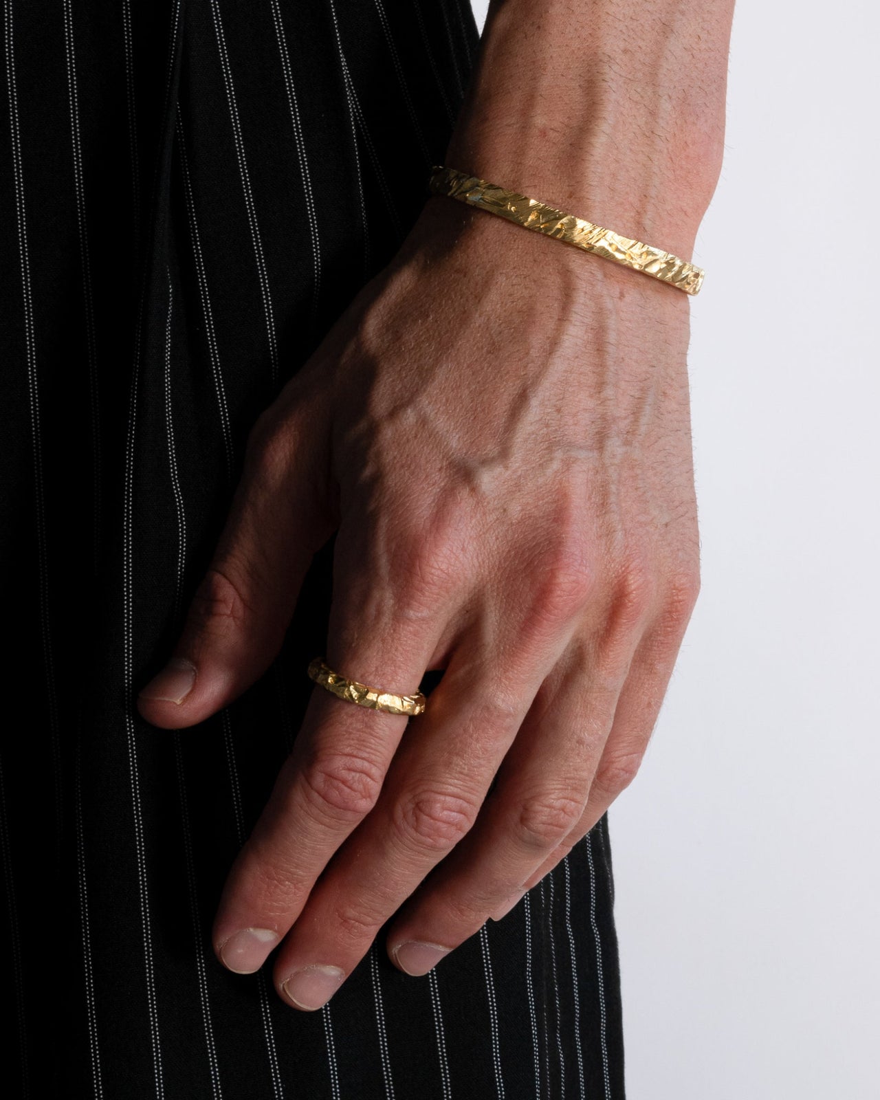 Men's Jasper cuff bracelet in gold vermeil